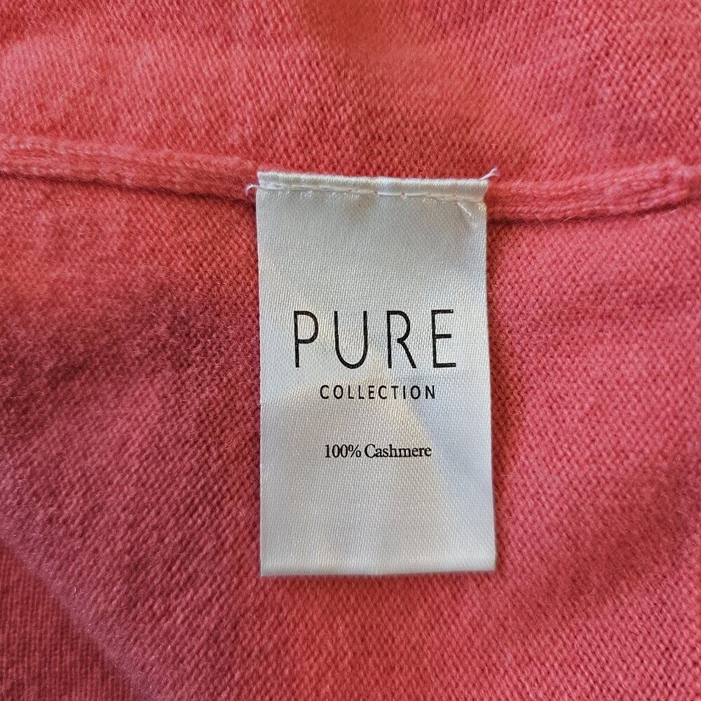 PURE Collection Pink 100% Cashmere Soft Popover Short Sleeve Sweater US 8/10 - Picture 6 of 9